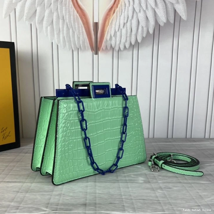 Affordable Mini Green Peekaboo Bag Leather Fendi Cut Crocodile In 0808